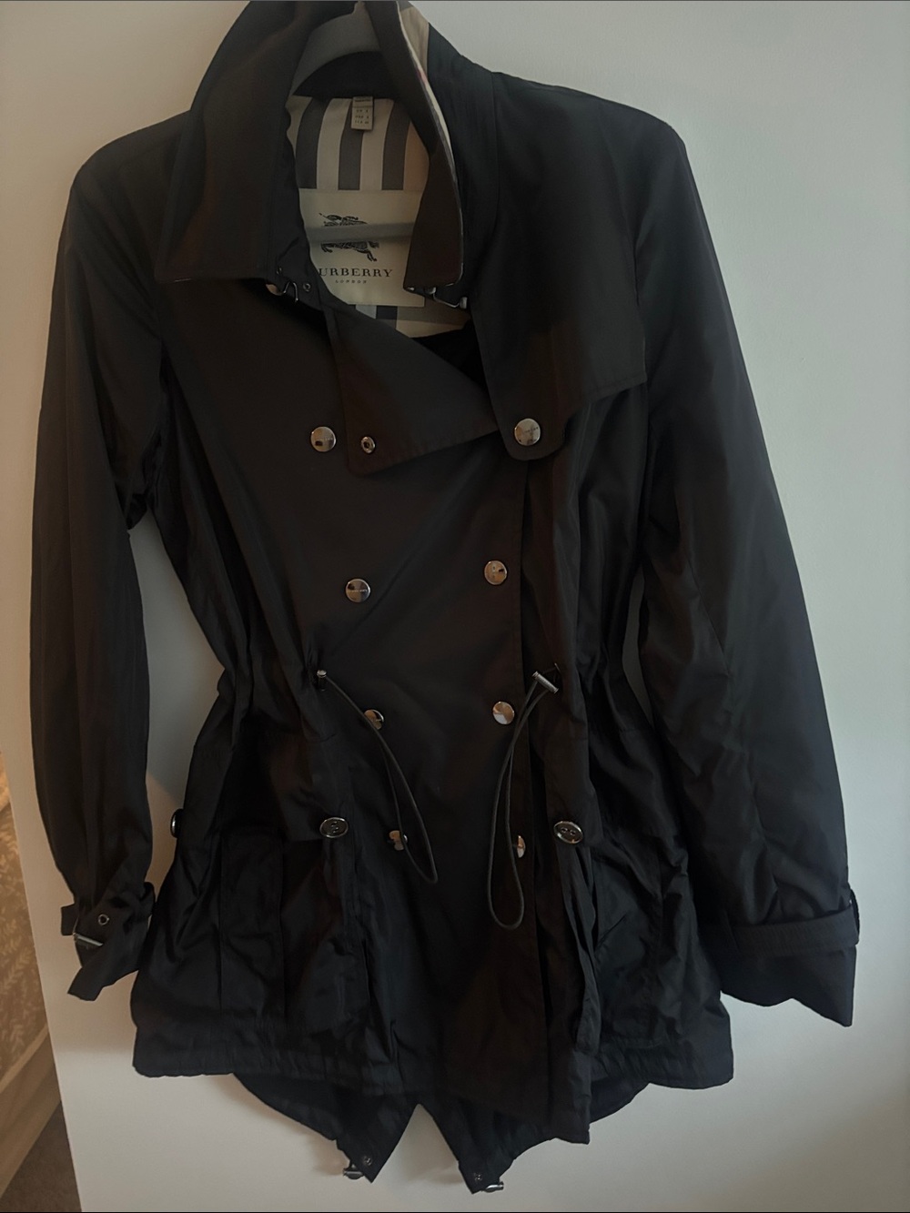 Burberry Black Double-Breasted Lightweight Trench Coat